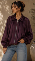 Milan Satin Feel Puff Hem Bomber Jacket