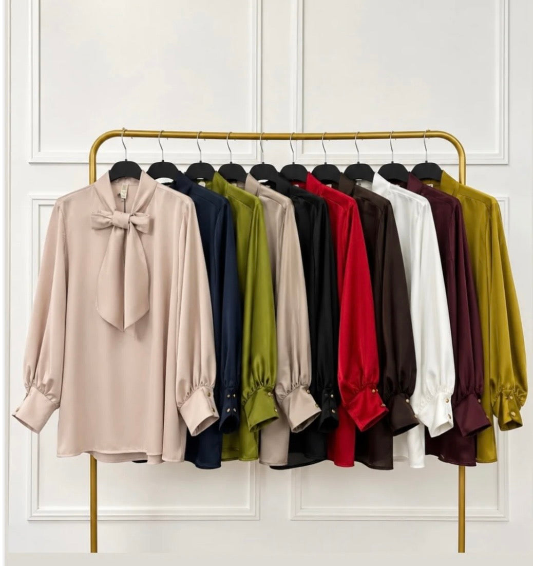 Zara Satin Bow Blouse