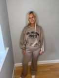 Our Los Angeles Tracksuit with gathered waist on top and straight leg trousers